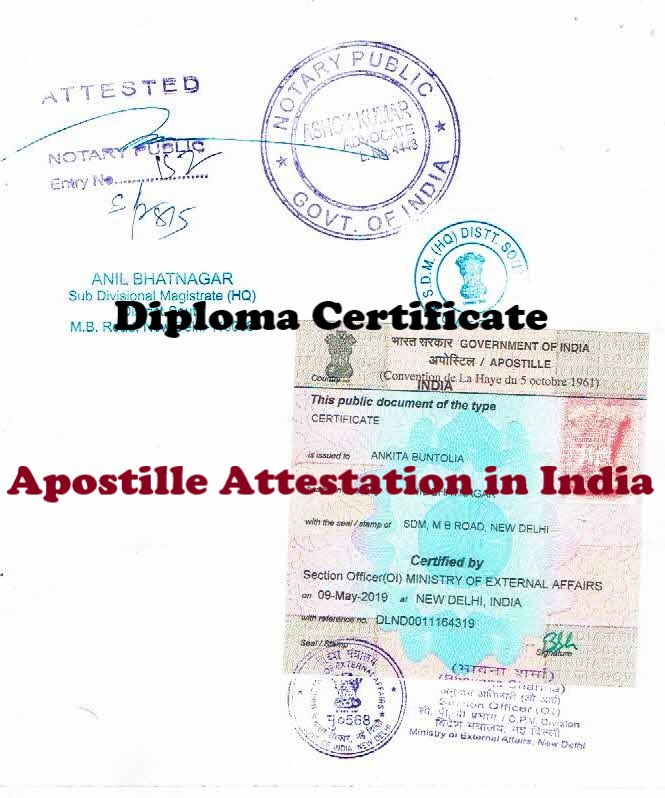 Diploma Certificate Apostille Attestation in Delhi India