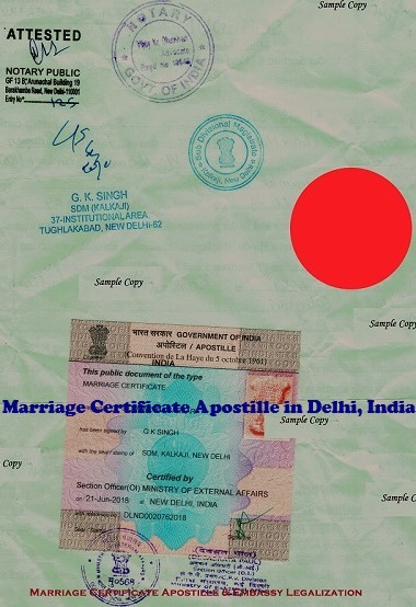 Marriage Certificate Apostille Attestation in Delhi India